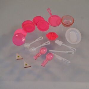 Vintage Barbie Kitchen Accessories Plates Flatware 1980s Lot of 19 Pieces